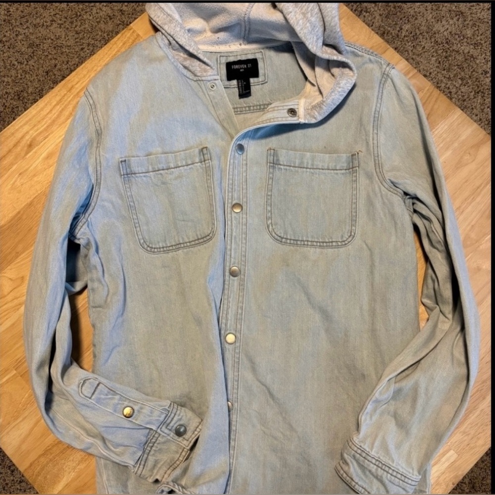 Old Navy Men's Light Blue Hooded Jacket